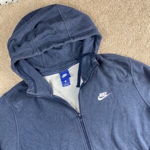 Nike Mens Blue Full Zip Hoodie Sweatshirt Pullover Activewear Casual Large